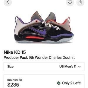 Kd15 used basketball size 11.5 producer pack 9th wonder